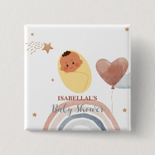 Macaron Carré 5 Cm Belle lune étoile baby shower enfants afro-américa