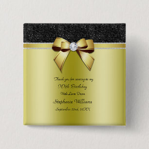Macaron Carré 5 Cm Belle Posh Gold & Black Jewel Anniversaire Favoris