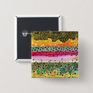 Macaron Carré 5 Cm Belles peaux de truites - Brook, arc-en-ciel, pois