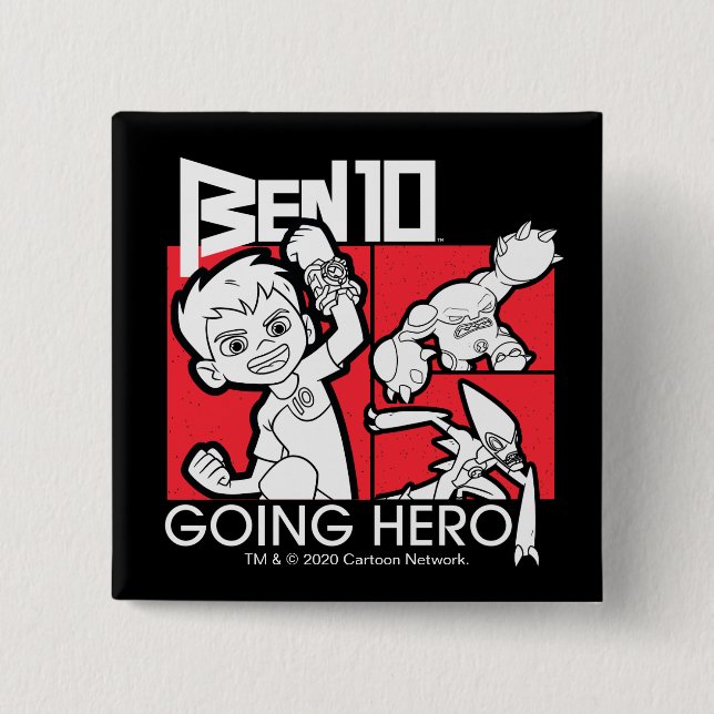 Macaron Carré 5 Cm Ben 10 Going Hero (Devant)