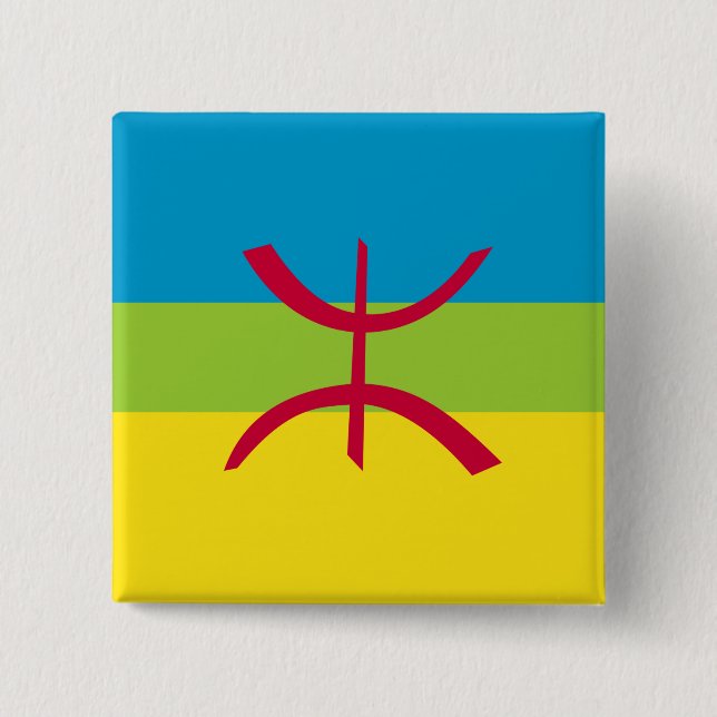 Macaron Carré 5 Cm Berbères berbères Kabyle Amazigh Drapeau insigne  (Devant)