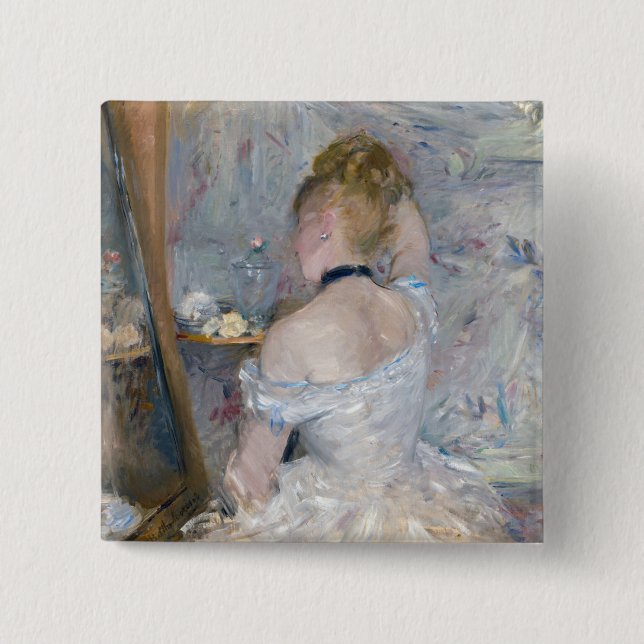Macaron Carré 5 Cm Berthe Morisot - Femme à sa Toilette (Devant)