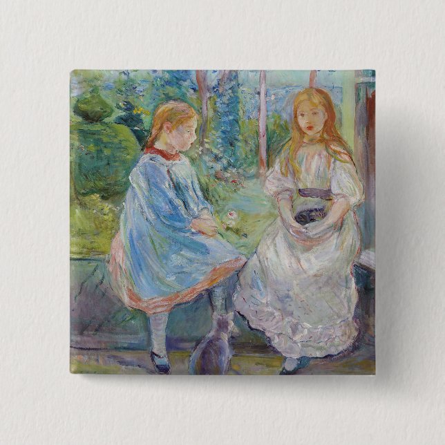 Macaron Carré 5 Cm Berthe Morisot - Jeunes filles à la fenêtre (Devant)