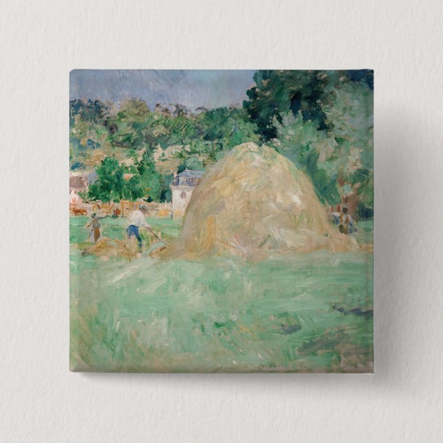 Macaron Carré 5 Cm Berthe Morisot - Les piles de Haystacks à Bougival (Devant)
