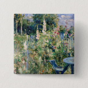 Macaron Carré 5 Cm Berthe Morisot - Roses Trémières / Althées