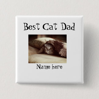 Macaron Carré 5 Cm best cat dad photo name fathers day pet dad daddy 