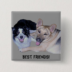 Macaron Carré 5 Cm Best Friends Border Collie & German Shepherd