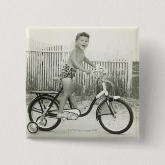 Macaron Carré 5 Cm Bicyclette d'équitation de fille