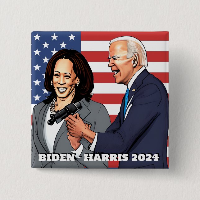 Macaron Carré 5 Cm Biden - Harris | Élection présidentielle américain (Devant)