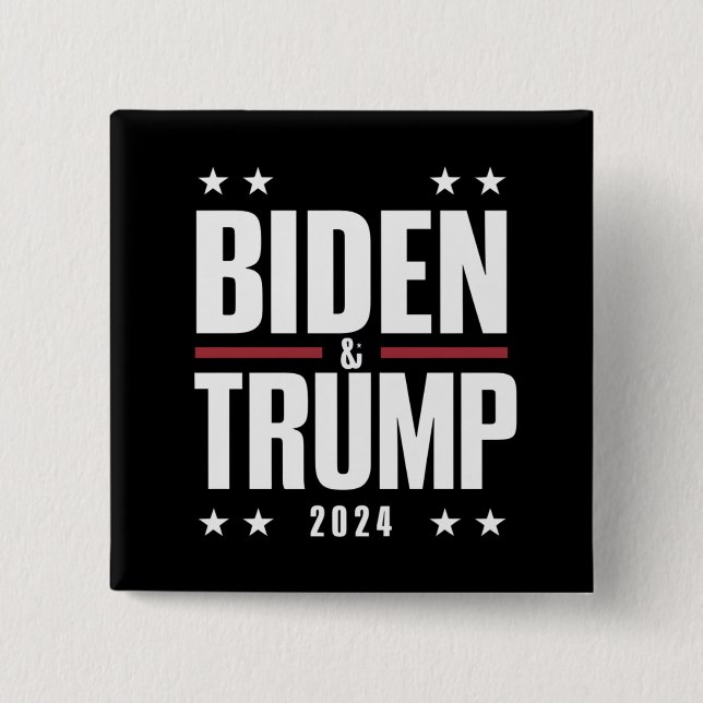 Macaron Carré 5 Cm Biden Trump 2024 Drôle Président VP (Devant)