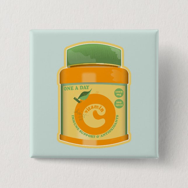Macaron Carré 5 Cm Bien-être vitamine C (Devant)