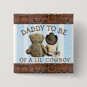 Macaron Carré 5 Cm Bientôt être maman d'un bouton Lil Cowboy