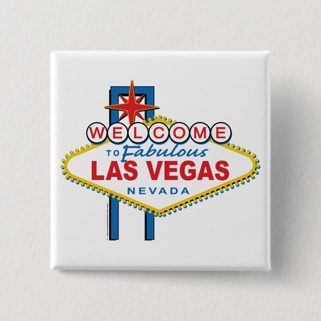Macaron Carré 5 Cm Bienvenue à Las Vegas (Devant)