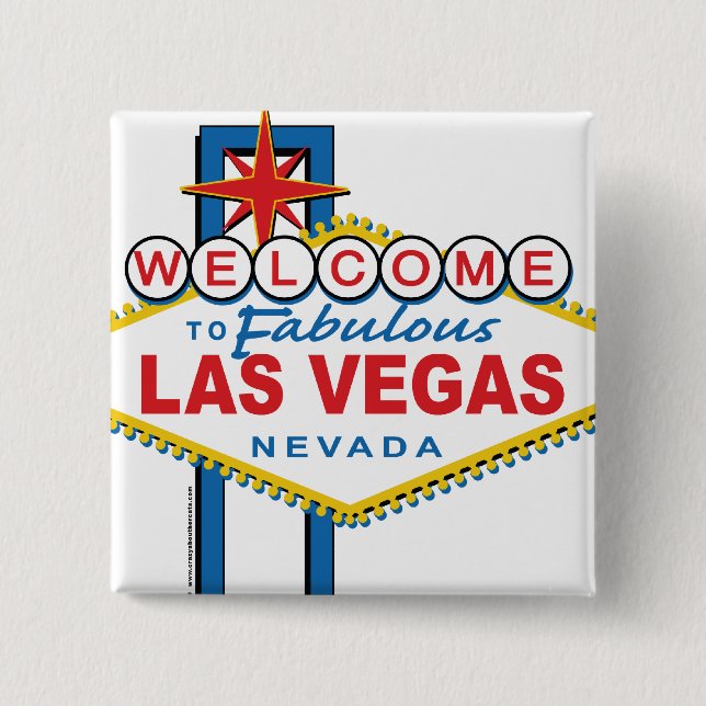 Macaron Carré 5 Cm Bienvenue à Las Vegas (Devant)