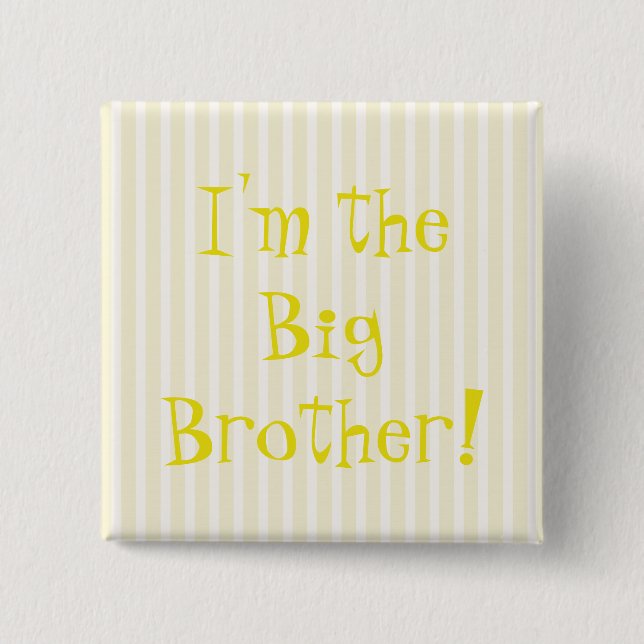 Macaron Carré 5 Cm Big Brother Baby shower rayures jaunes (Devant)