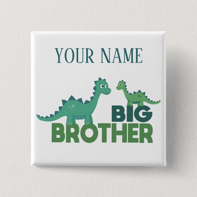 Macaron Carré 5 Cm Big brother dinosaur personalizezed boy name (Devant)