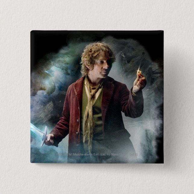 Macaron Carré 5 Cm BILBO BAGGINS™ Avec Bague (Devant)
