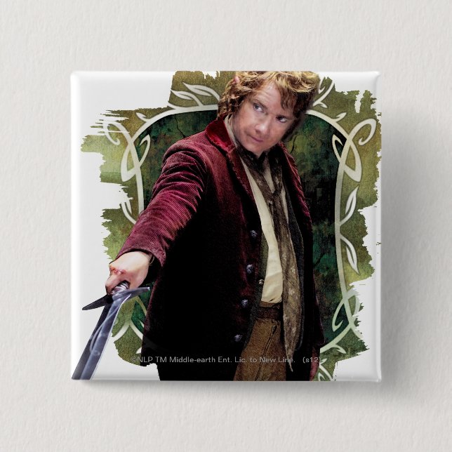Macaron Carré 5 Cm BILBO BAGGINS™ avec épée (Devant)