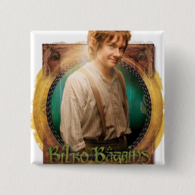 Macaron Carré 5 Cm BILBO BAGGINS™ Caractère avec nom (Devant)