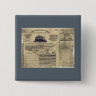 Macaron Carré 5 Cm Billet RMS Titanic 1912