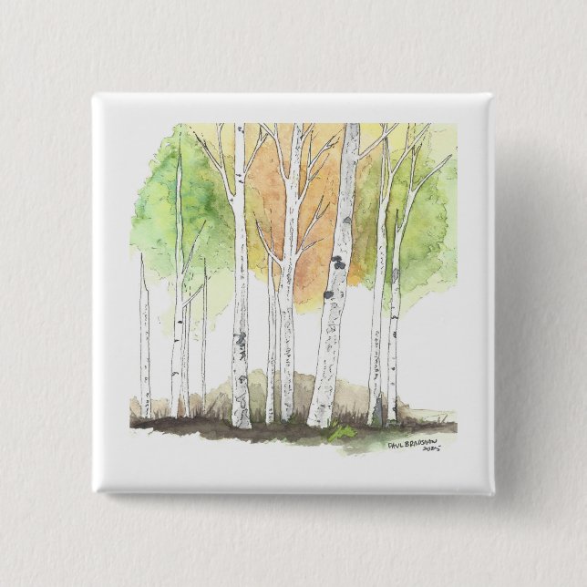 Macaron Carré 5 Cm Birch tree button (Devant)