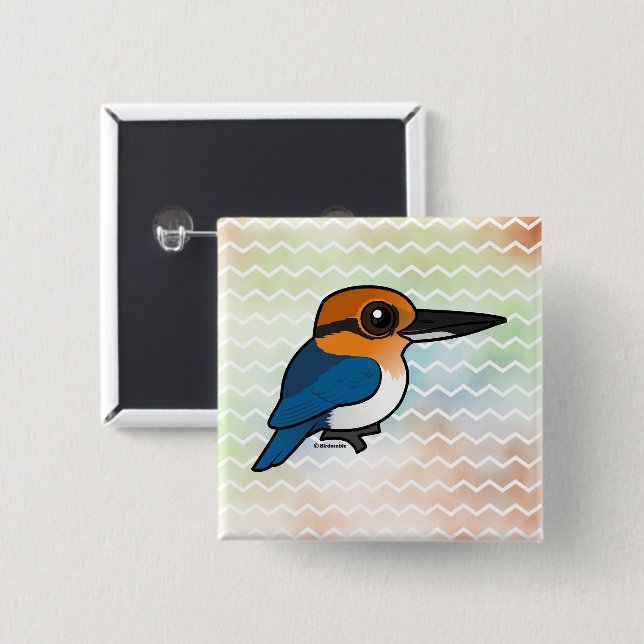 Macaron Carré 5 Cm Birdorable Guam Kingfisher (Devant & derrière)