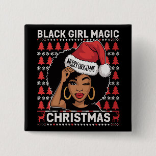 Macaron Carré 5 Cm Black Girl Magic Joyeux Noël Africain Américain