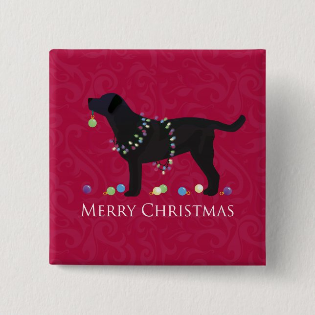 Macaron Carré 5 Cm Black Lab Joyeux Noël Design (Devant)