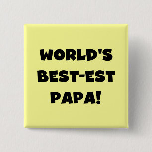 Macaron Carré 5 Cm Black Text World's Best of Papa Tshirts and Gifts