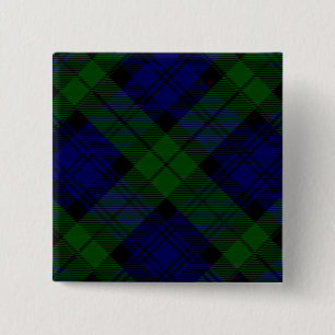 Macaron Carré 5 Cm Black Watch Tartan bleu vert Plaid