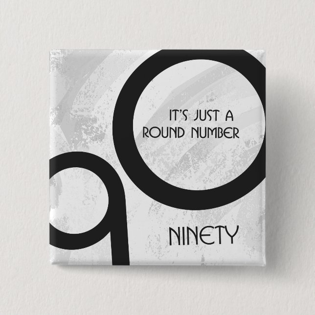 Macaron Carré 5 Cm Blanc 90 Décennie Anniversaire (Devant)