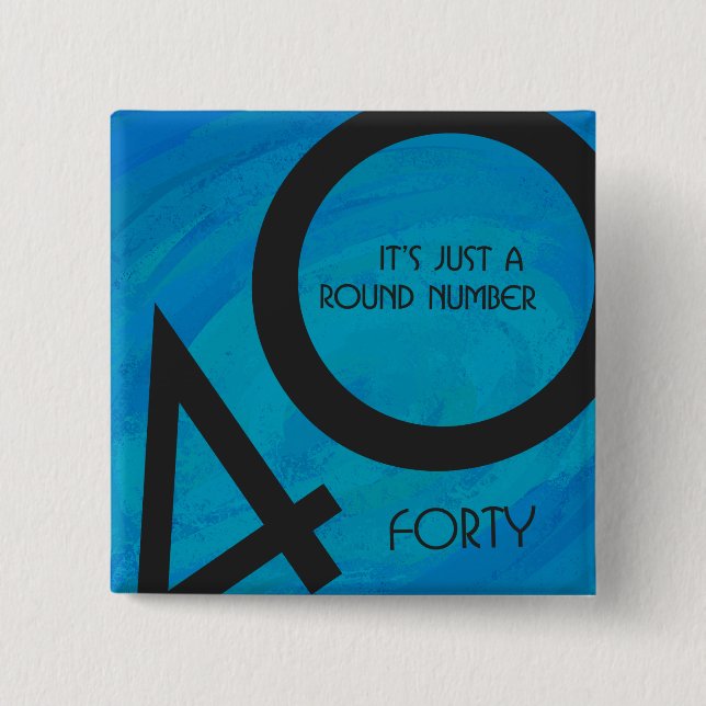 Macaron Carré 5 Cm Bleu 40 Décennie Anniversaire (Devant)