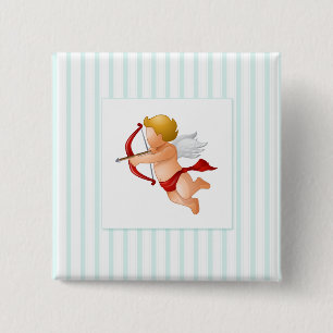 Macaron Carré 5 Cm Bleu - Cupide avec flèche