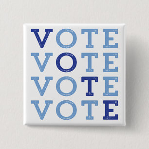 Macaron Carré 5 Cm Bleu de vote - bouton bleu de vague - vote pour