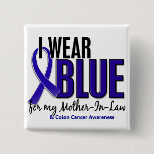Macaron Carré 5 Cm Bleu d'usage du cancer du colon I pour ma