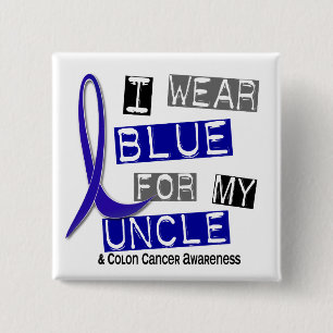 Macaron Carré 5 Cm Bleu d'usage du cancer du colon I pour mon oncle