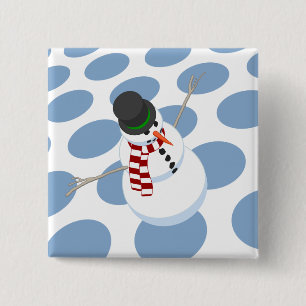 Macaron Carré 5 Cm Bliz le bouton blanc pointillé du Snowman