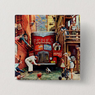 Macaron Carré 5 Cm Bloc routier par Norman Rockwell