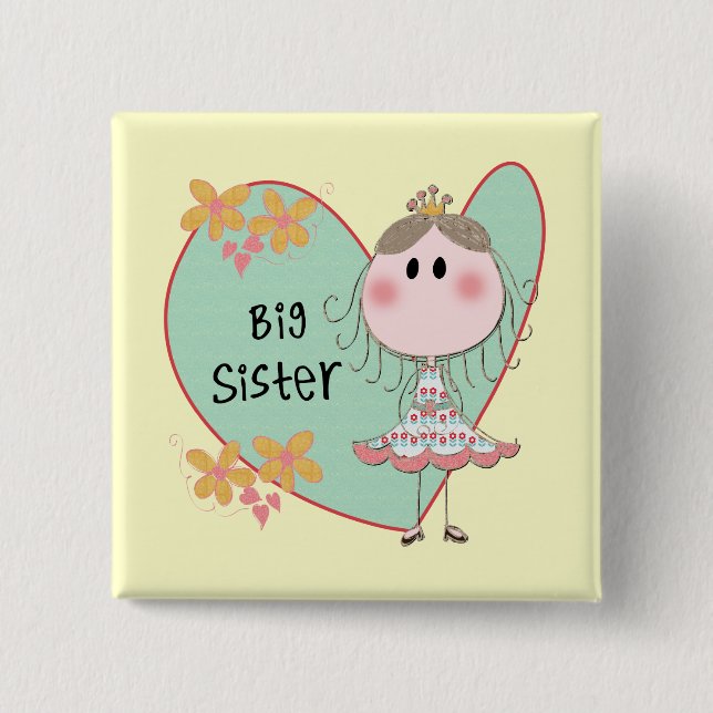 Macaron Carré 5 Cm Blue Heart Princess Big Sister (Devant)