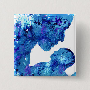 Macaron Carré 5 Cm Blue Madonna & Child Modern Christian Art Painting