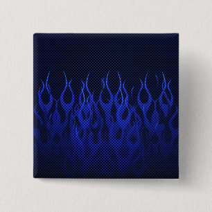Macaron Carré 5 Cm Blue Racing Flames on Carbon Fiber