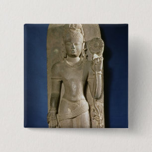 Macaron Carré 5 Cm Bodhisattva Padmapani, Nalanda, le Bihar, dynast