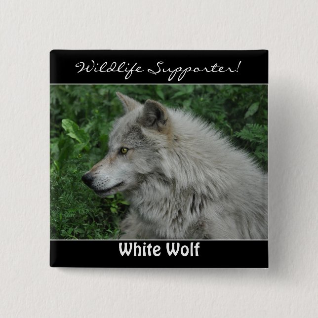 Macaron Carré 5 Cm Bois loup gris loup animal sauvage (Devant)