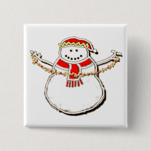 Macaron Carré 5 Cm Bonhomme de neige des fêtes de Noël