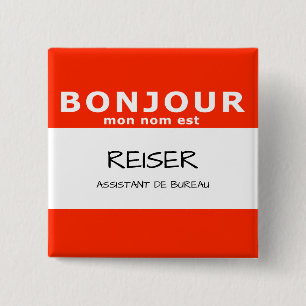 Macaron Carré 5 Cm BONJOUR mon nom est