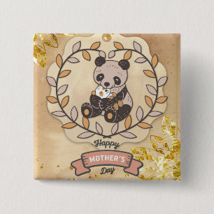 Macaron Carré 5 Cm Bonne fête des mères mignonne amusant Panda Bear