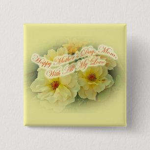 Macaron Carré 5 Cm Bonne fête des mères - Roses Jaunes