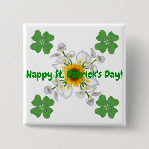 Macaron Carré 5 Cm Bonne Saint Patrick ! Clover avec Calla