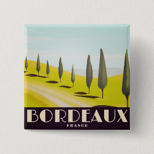 Macaron Carré 5 Cm Bordeaux, affiche de voyage de style vintage franç
