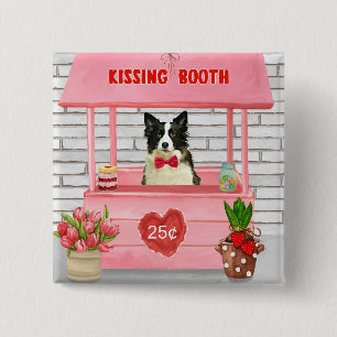 Macaron Carré 5 Cm Border Collie Dog Valentine's Day Kissing Booth 